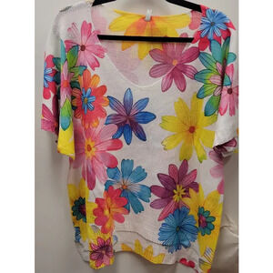 L55 Loowie Multi Floral Knit Printed Sweater One Size